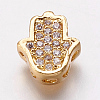 Brass Cubic Zirconia Beads KK-P134-05G-1