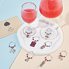 BENECREAT 20Pcs 10 Styles Union Jack & Soldier & Umbrella & Horse & Crown Alloy Dangle Wine Glass Charms with Glass Pearl AJEW-BC0003-10-5