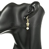 Valentine's Day Natural Pearl & Brass Hoop Earrings EJEW-JE07024-2