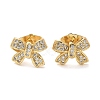 Brass Micro Pave Clear Cubic Zirconia Stud Earrings EJEW-D305-18G-3