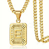 Rectangle with Letter Pattern 304 Stainless Steel Pendant Necklaces FS-WGFC766-13-1