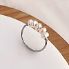 304 Stainless Steel with Natural Baroque Pearl Rondelle Beaded Finger Rings FS-WG39983-06-1