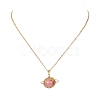 Dyed Natural Green Jade Copper Wire Wrapped Planet Pendant Brass Cable Chain Necklaces for Women NJEW-TA00260-01-2