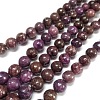 Natural Lepidolite/Purple Mica Stone Round Bead Strands G-L144-8mm-01-1