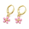 Flower Golden Brass Dangle Leverback Earrings EJEW-L268-009G-02-1