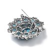 Baroque Flower Alloy Rhinestone Brooches with Cat Eye JEWB-Z034-08AS-3