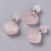 Rhombus Natural Rose Quartz Perfume Bottle Pendants G-H241-01B-P-1