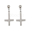 Christian Upside Down Cross 201 Stainless Steel Dangle Stud Earrings LS-EJEW-P314-01A-P-4