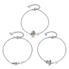 3Pcs 3 Style Turtle & Shell & Starfish Alloy Link Anklets Set with 304 Stainless Steel Cable Chains AJEW-AN00550-1