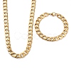 304 Stainless Steel Curb Chains Bracelets & Necklaces Jewelry Sets SJEW-I206-01G-3