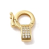 Brass Micro Pave Clear Cubic Zirconia Twister Clasps KK-Q772-15G-1