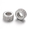 Brass Micro Pave Clear Cubic Zirconia European Beads ZIRC-L037-16-FF-2