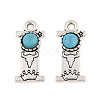Synthetic Turquoise & Alloy Pendants PALLOY-H146-01AS-I-1