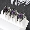 Natural Amethyst Wings Adjustable Rings RJEW-K241-04AS-08-2