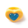 3D Resin Heart Finger Ring RJEW-JR00538-04-5