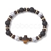4Pcs 4 Styles Synthetic Howlite & Hematite Natural Lava Rock & Coconut Beads Stretch Bracelets BJEW-JB13448-4