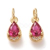 Brass Micro Pave Clear Cubic Zirconia Charms X-KK-F820-15A-G-1