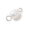Natural Cultured Freshwater Pearl Rice Connector Charms PALLOY-JF04186-01-5