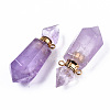 Faceted Natural Amethyst Pendants G-T131-15G-3