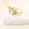 Ocean Theme Brass Micro Pave Cubic Zirconia Cuff Rings for Women RJEW-F184-17F-G-3