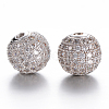Brass Micro Pave Grade AAA Cubic Zirconia Beads KK-E711-116-8mm-P-NR-1