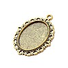 Tibetan Style Oval Alloy Pendant Cabochon Settings TIBEP-Q054-44AG-RS-2