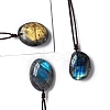 Natural Labradorite Oval Pendant Necklaces PW-WGBBC83-01-3
