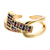 Cubic Zirconia Initial Letter T Open Cuff Ring RJEW-N037-041A-2