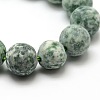 Frosted Natural Green Spot Jasper Round Bead Strands G-M064-10mm-10-2