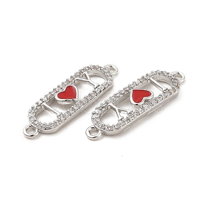 Brass Micro Pave Clear Cubic Zirconia Connector Charms KK-E068-VB403-2-1