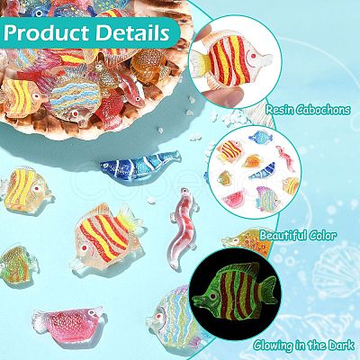 45Pcs 9 Styles Fish Transparent Resin Cabochons CRES-CJZ0009-01-1