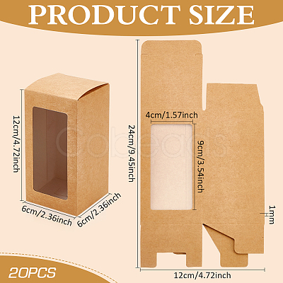 Kraft Paper Candy Boxes with PVC Clear Window CON-WH0097-07A-02A-1
