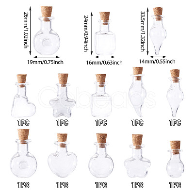 10Pcs 10 Styles Mini High Borosilicate Glass Bottle Bead Containers BOTT-TA0001-01-1