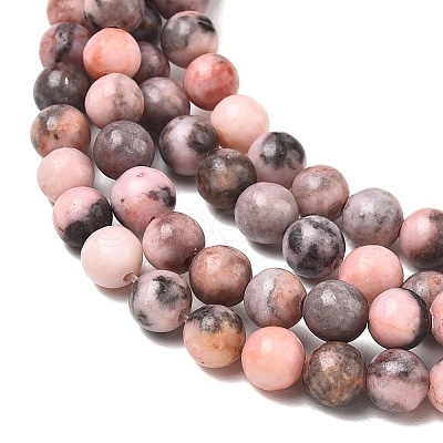 Natural Zebra Jasper Round Beads Strands X-G-E334-6mm-11-1