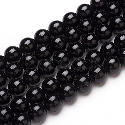 Natural Black Tourmaline Beads Strands G-L554-02-8mm-1