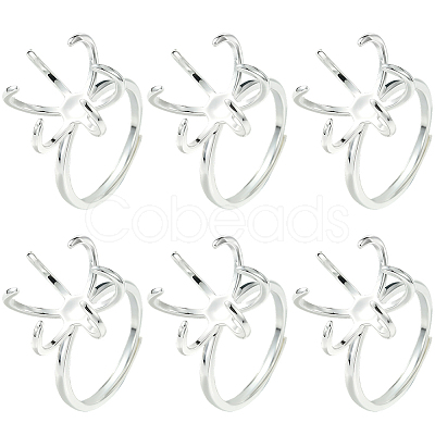 6Pcs Adjustable Brass Finger Rings Components KK-BBC0021-26-1