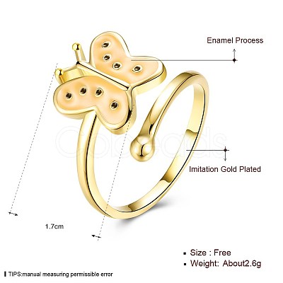 Fashion Butterfly Alloy Enamel Cuff Rings RJEW-BB20413-A-8-1