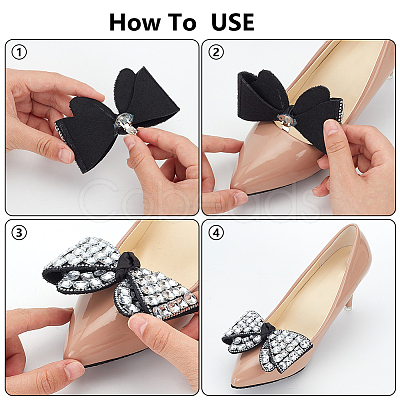 2Pcs Acrylic Rhinestone & Polyester & Iron Shoe Decorations DIY-WR0004-11-1