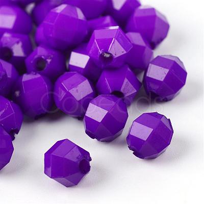 Faceted Oval Opaque Acrylic Beads PAB3044Y-8-1