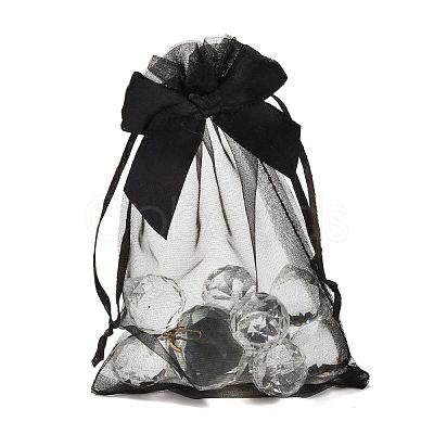 Rectangle Lace Organza Drawstring Gift Bags OP-K002-01-1