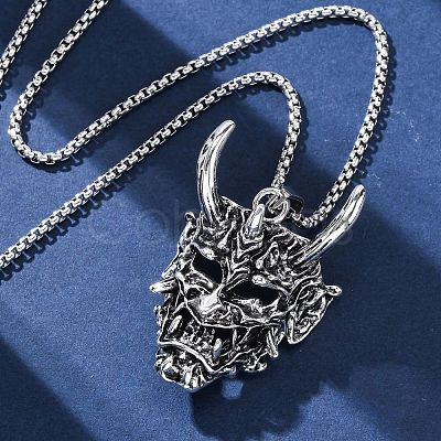 Tibetan Style Zinc Alloy Viking Pendant Necklaces NJEW-Z062-01AS-03-1