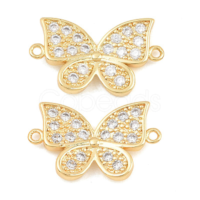 Brass Micro Pave Clear Cubic Zirconia Connector Charms CU-CBA908F-04G-04-1