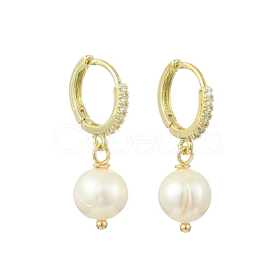 Natural Cultured Freshwater Pearl Hoop Dangle Earrings for Women EJEW-JE07277-1