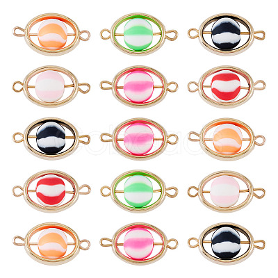 20Pcs Polymer Clay Ball & CCB Oval Frame Links Connector Charms CLAY-TADJ0001-03-1