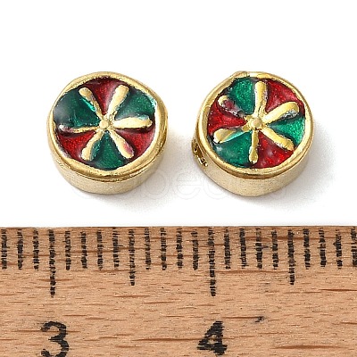 Rack Plating Brass Enamel Beads KK-P276-42G-1