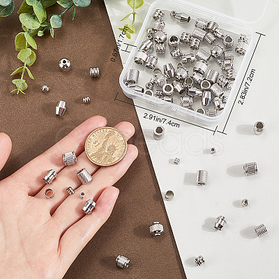 120Pcs 12 Styles 201 Stainless Steel European Beads STAS-SP0001-82-1