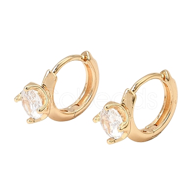 Brass Micro Pave Cubic Zirconia Hoop Earrings KK-CBAD29A-06G-1