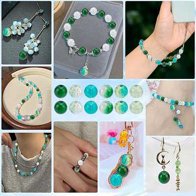240Pcs 6 Colors Spray Printed Crackle Glass Beads CCG-HY0001-02B-1