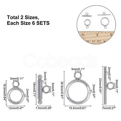 Unicraftale 304 Stainless Steel Toggle Clasps STAS-UN0010-34-1