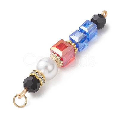 Glass & Shell Pearl & Brass Beads Pendants PALLOY-JF04806-1
